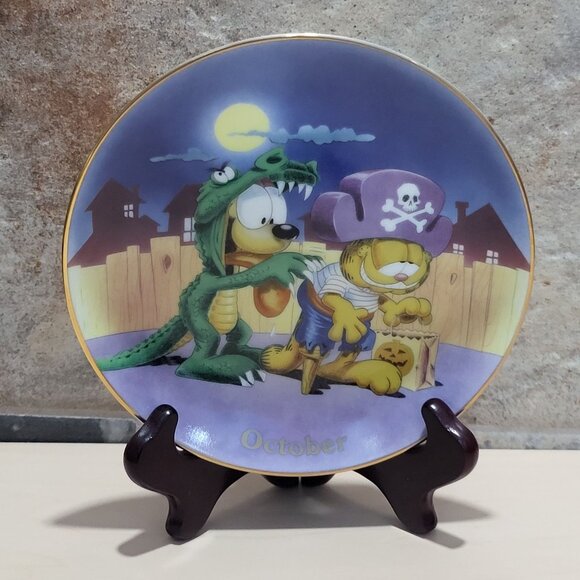 Garfield Calendar October Plate Jim Davis Plate No A 1444 Danbury Mint - Picture 14 of 14